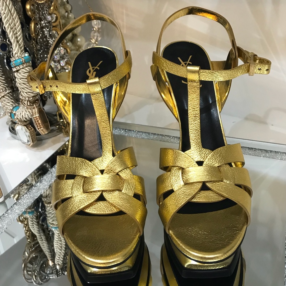 Authentic YSL Gold Tribute 105 Pump